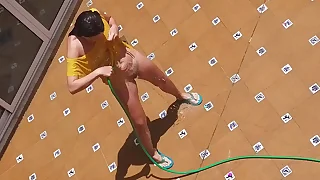 Voyeur my HOT neighbor &num; Pee on my Sexy land lord's wife immigrant my balcony